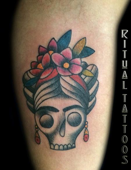 Tattoos - Traditional Frida Kahlo skull tattoo - 103542